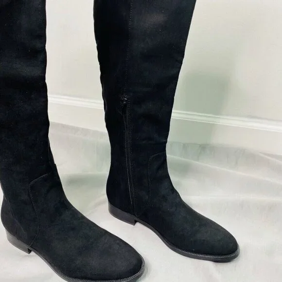 Factory $198 Microsuede Over the Knee Boot Black Size AG056